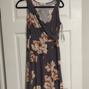 Gray Floral Midi Dress